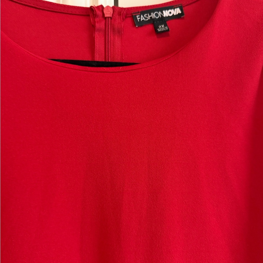 Fashion Nova Bright Red Jumpsuit with Waist Tie - Picture 3 of 4